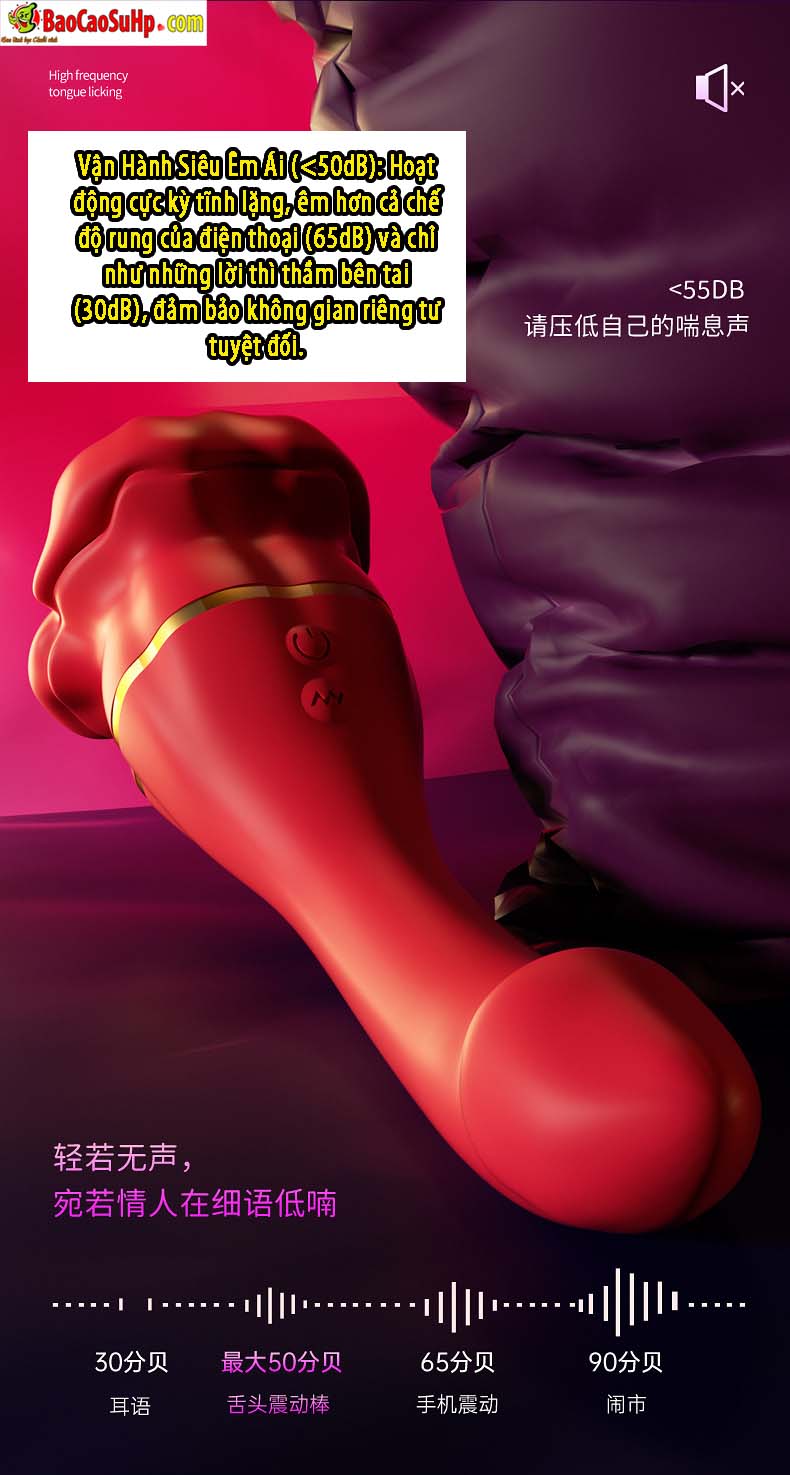 Dương vật giả lưỡi rung Inferno Kiss Tongue Vibrator 2in1 đa năng