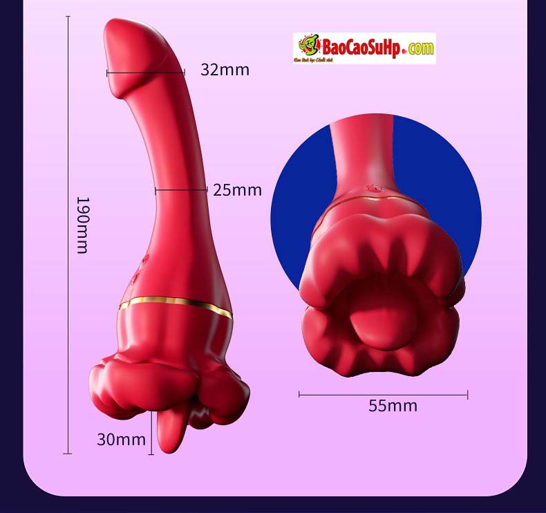 Dương vật giả lưỡi rung Inferno Kiss Tongue Vibrator 2in1 đa năng