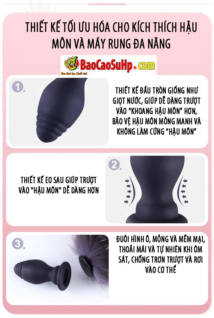 Phích cắm hậu môn đuôi cáo Rory silicone điều khiển không dây siêu mềm mại