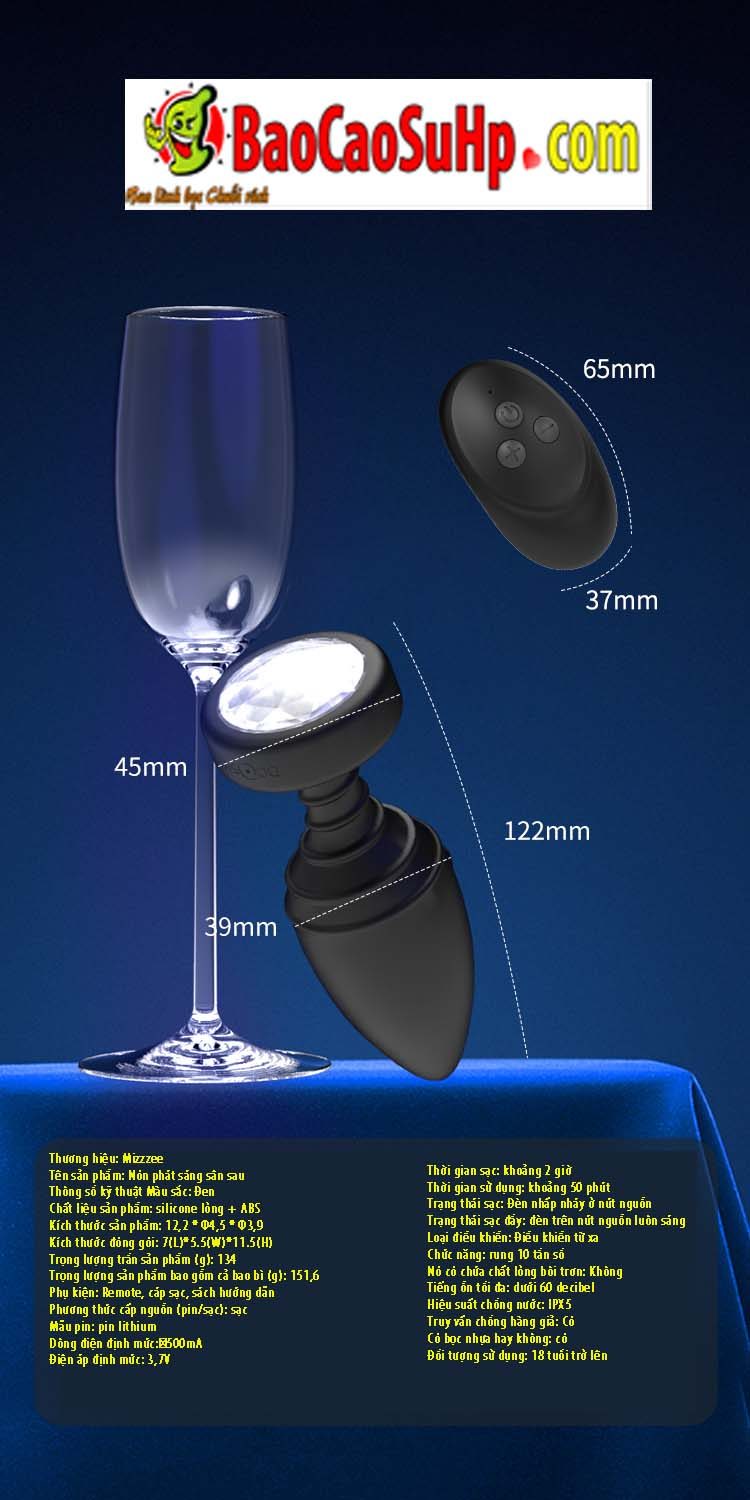 thut hau mon Tonight Silicone 18 - Thụt hậu môn Mizzzee LED nhiều màu Tonight Silicone mềm mại rung