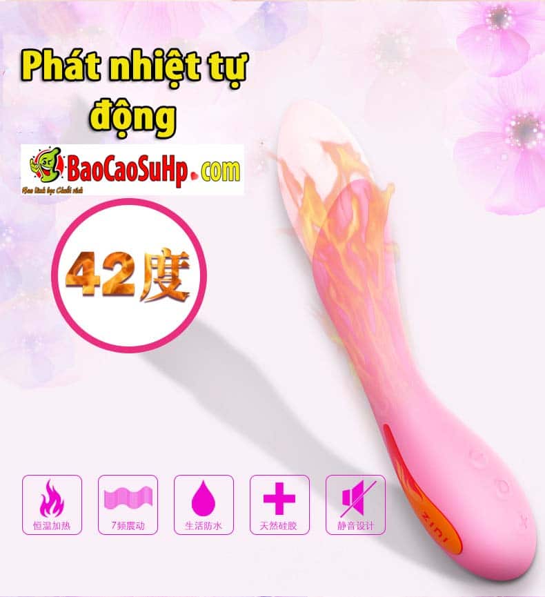 Chày rung Zini Rose phát nhiệt mềm mại Sextoy cao cấp an toàn