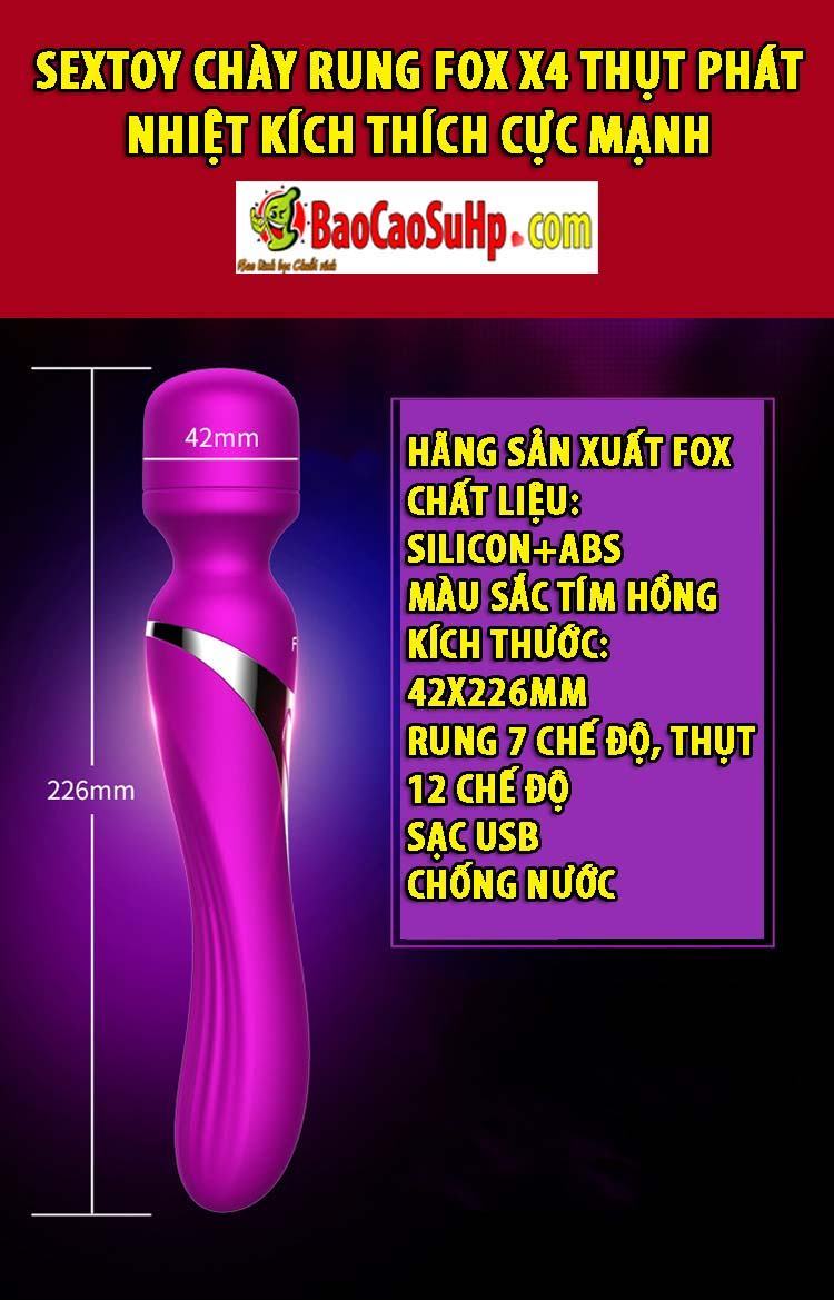 Chày rung Fox X4 phát nhiệt kích thích cực mạnh