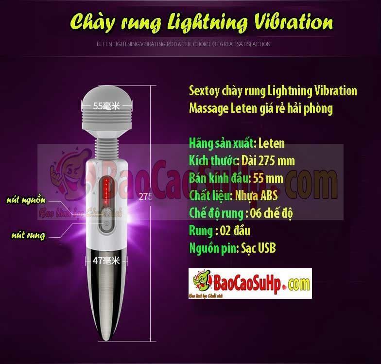 Chày rung Leten Lightning siêu mạnh mẽ pin trâu tăng khoái cảm