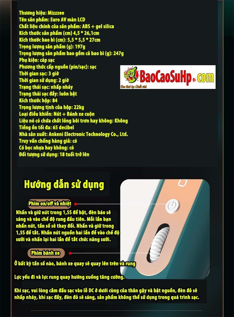 Chày rung Mizzzee Euro đa chế độ LCD phát nhiệt tăng khoái cảm giá tốt