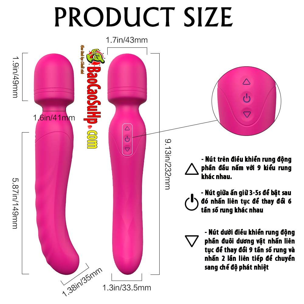 Chày rung 2 đầu Shane s197 cao cấp phát nhiệt đa điểm kích thích