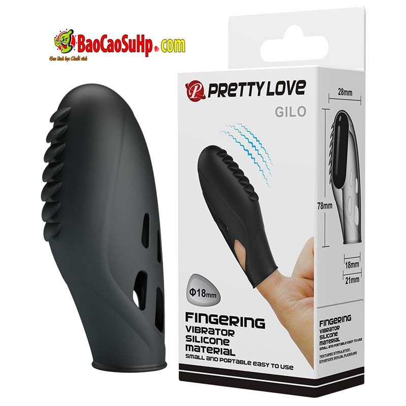 Ngón tay rung nhỏ gọn Prettylove Gilo silicon vân lưỡi nổi kích thích 