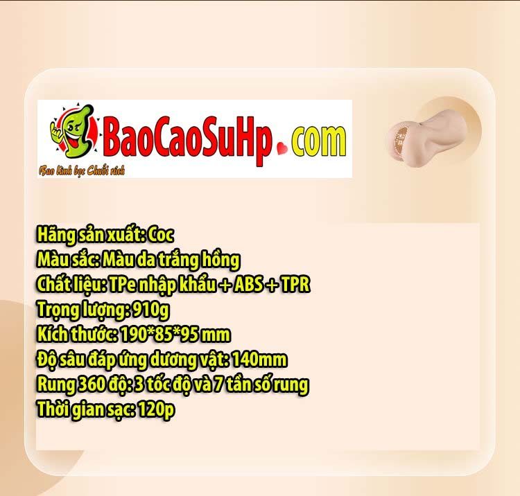 Âm đạo cầm tay COC Agatha rung nặng 910g siêu mượt cao cấp xuất khẩu