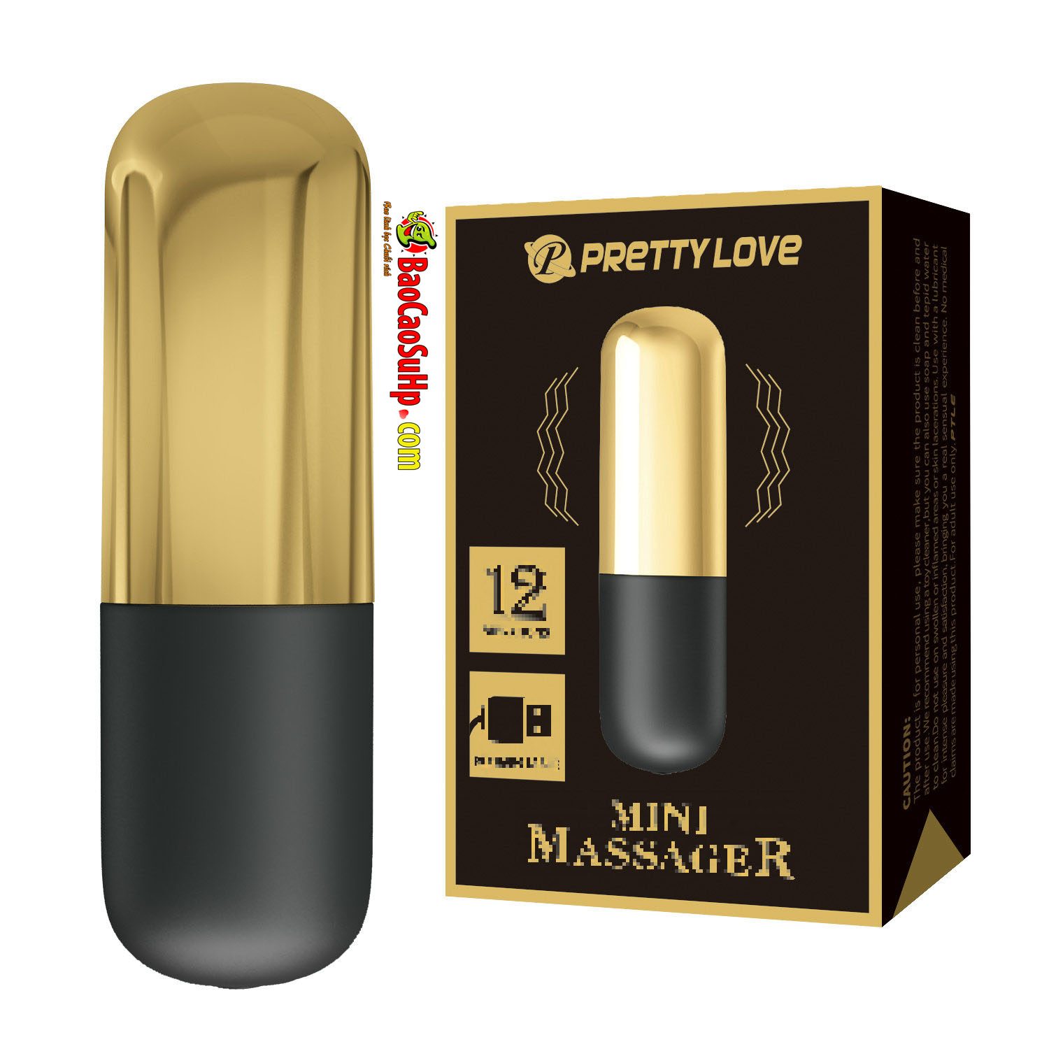 trung rung usb Prettylove BI 014501J ZOZ Gold 1 - Trứng rung USB viên đạn nhỏ mạ vàng Prettylove BI-014501J ZOZ Gold
