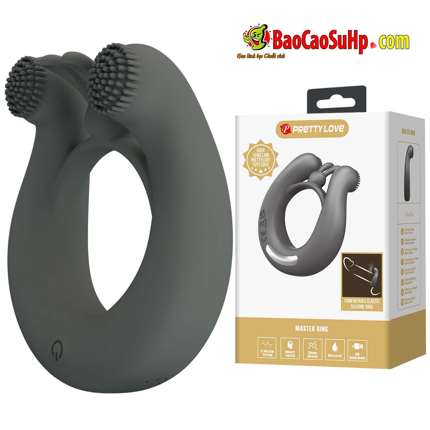 Vòng đeo dương vật 2 motor rung Baile MASTER RING 12 chế độ cực phê