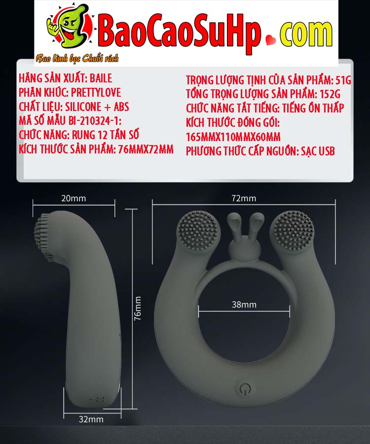 Vòng đeo dương vật 2 motor rung Baile MASTER RING 12 chế độ cực phê