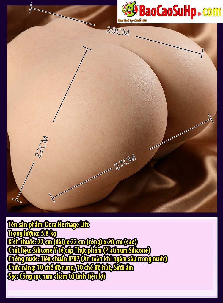 Mong gia nguyen khoi Silicone Dora Heritage Lift 24 - Mông giả nguyên khối Silicone Dora Heritage Lift Rung hút phát nhiệt 5.8kg