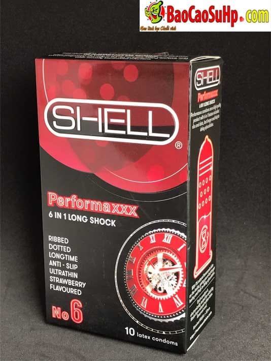 Bao cao su Shell Premium 6in1 latex thiên nhiên siêu mỏng hộp 12 cái an toàn 