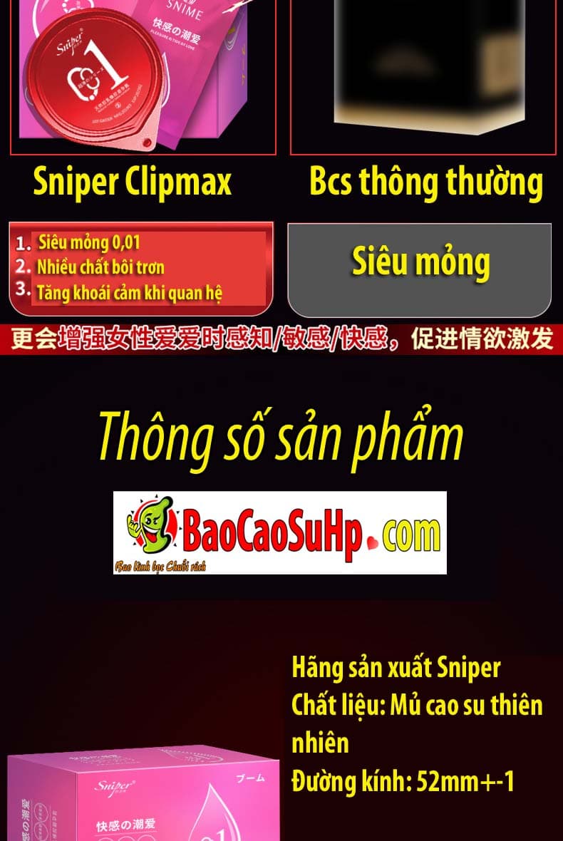  Nhập sỉ Bao cao su siêu mỏng 001 kèm gel bôi trơn cực khoái Sniper Clipmax xuất nhật hàng mới về