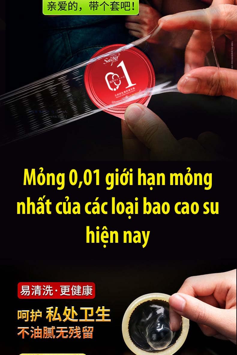  Nhập sỉ Bao cao su siêu mỏng 001 kèm gel bôi trơn cực khoái Sniper Clipmax xuất nhật hàng mới về