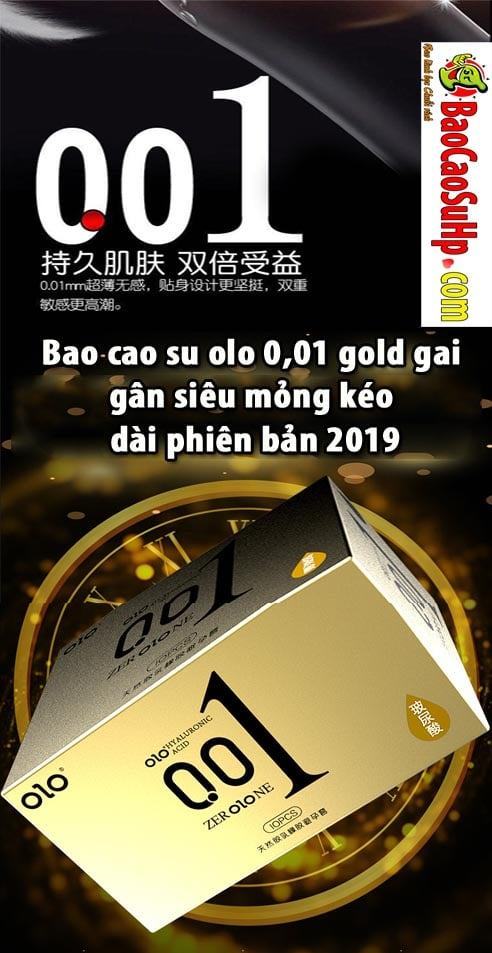 Bao cao su Olo 001 Gold siêu mỏng gân gai kéo dài 2019 chính hãng