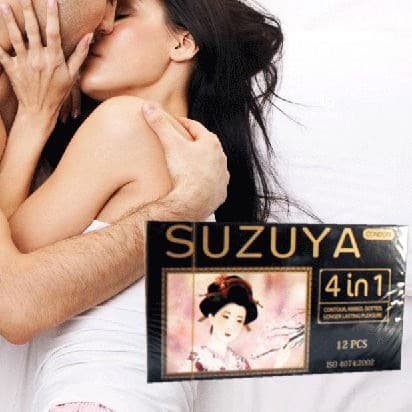 Suzuya 4 in 1 Ultra Thin Ribbed Condom Long Last Delay Japan Brand