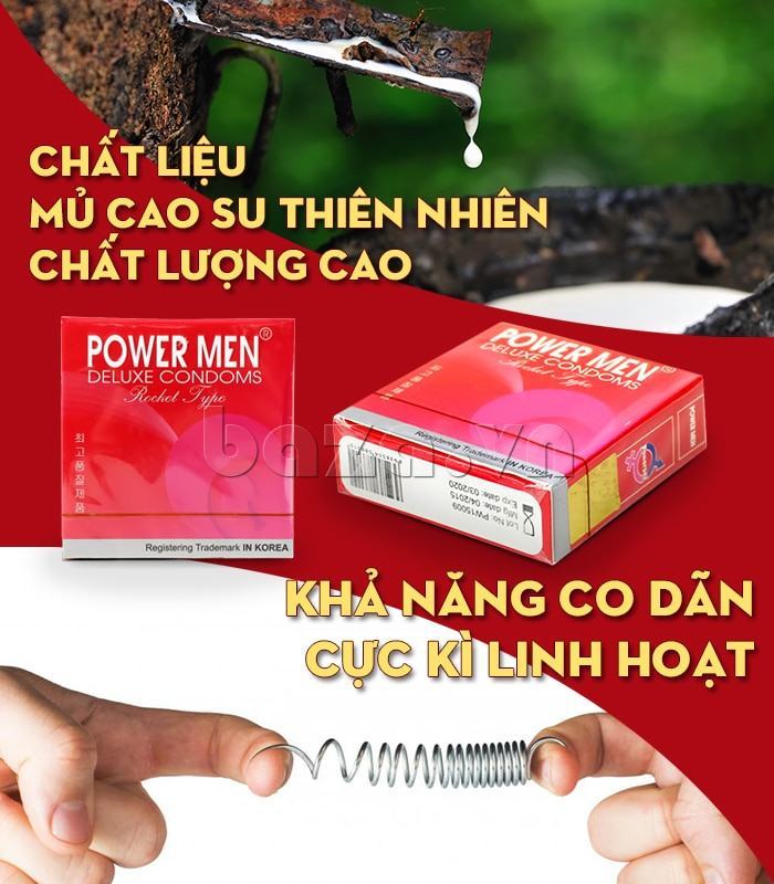  Sỉ Bao cao su gân gai Powermen Rocket gân gai hàng mới về