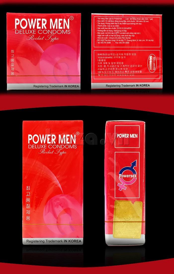 Powermen Rocket Ribbed Textured Condom Enhanced Female Pleasure