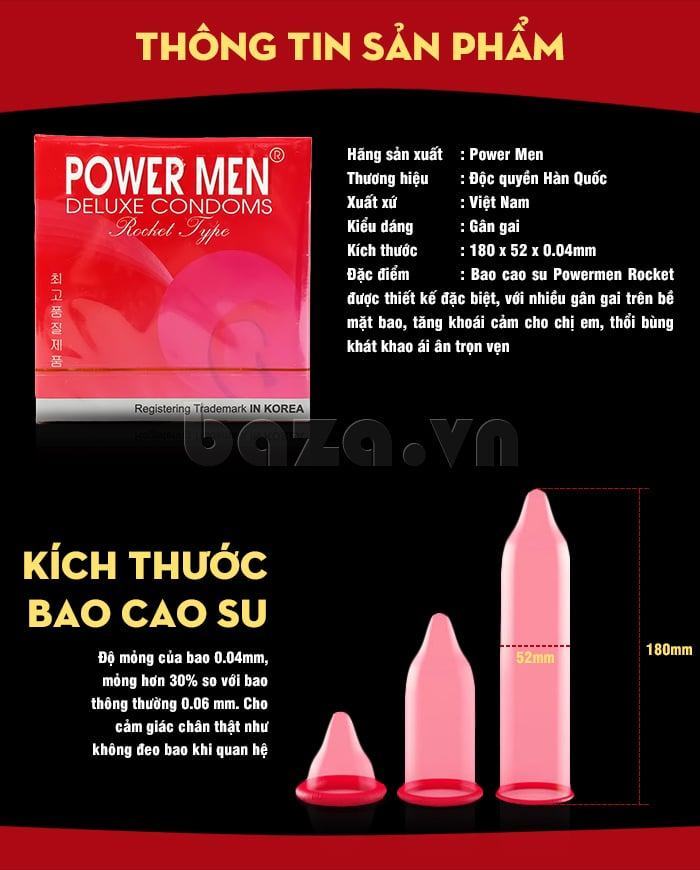 Powermen Rocket Ribbed Textured Condom Enhanced Female Pleasure
