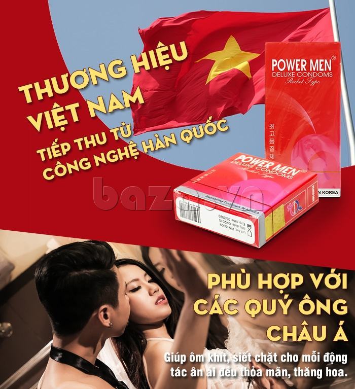  Sỉ Bao cao su gân gai Powermen Rocket gân gai hàng mới về