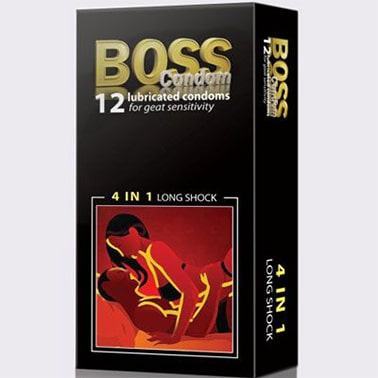 Longshock Boss 4in1 ribbed textured condom delay climax