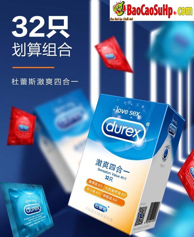 Bao cao su Durex Bold Love 32c mix 4 loại chính hãng giá tốt Hải Phòng