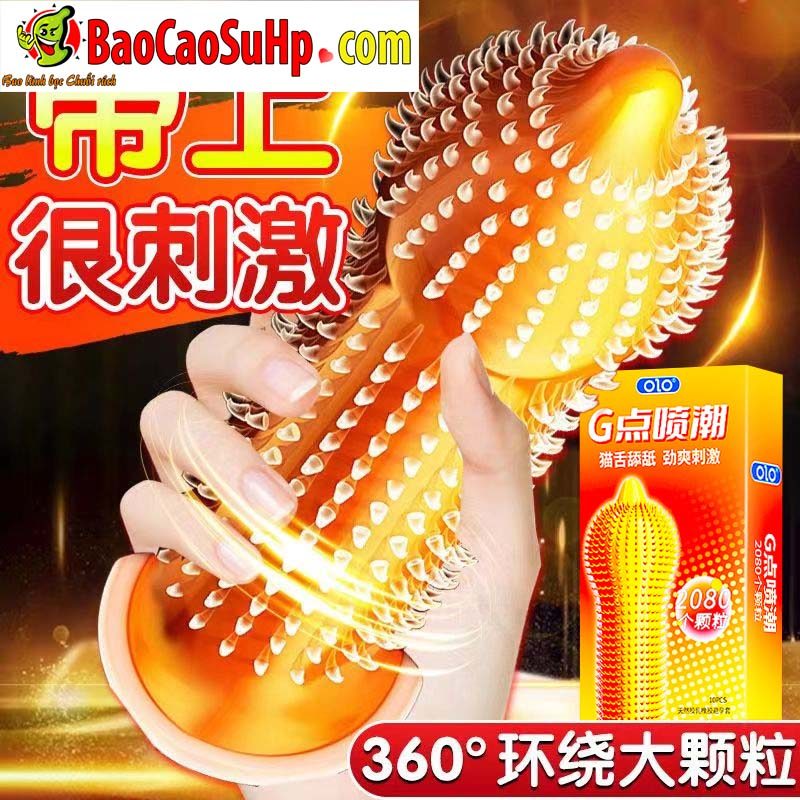 Bao cao su Olo CAT gai hạt lớn gel Axit Hyaluronic siêu bền
