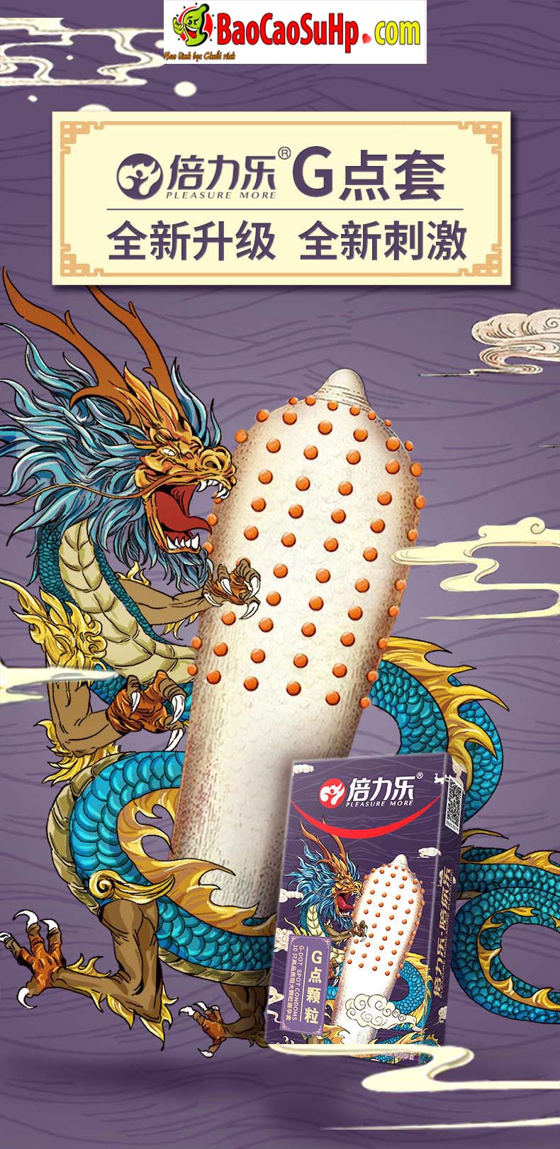 Bao cao su gai Blue Dragon 520 hạt nổi to bền bỉ kích thích điểm G