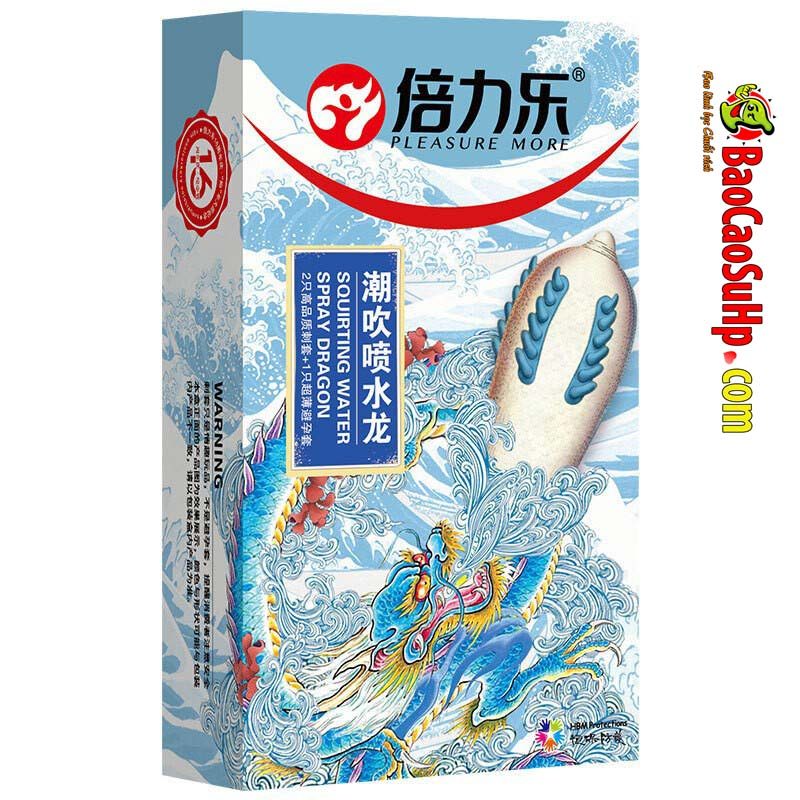 Bao cao su gai dọc dài Squirting Water Spray Dragon chống tuột thoải mái 