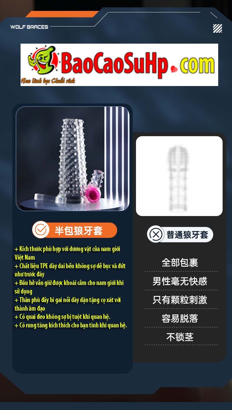 Bao Cao Su Donden Mizzzee WLF Thân Bi Nổi Rung Mới Nhất