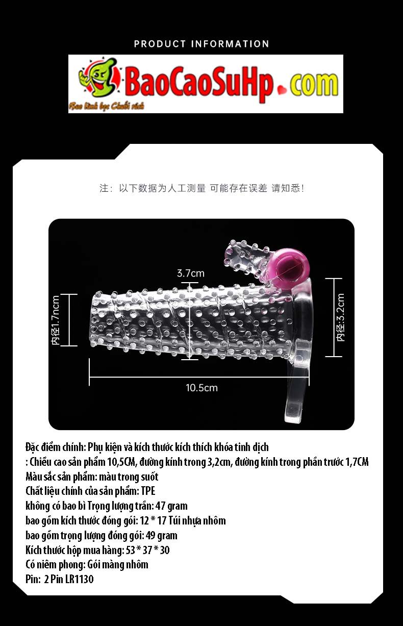 Bao cao su donden Mizzzee WLF bi nổi rung tăng kích thước, khoái cảm cao