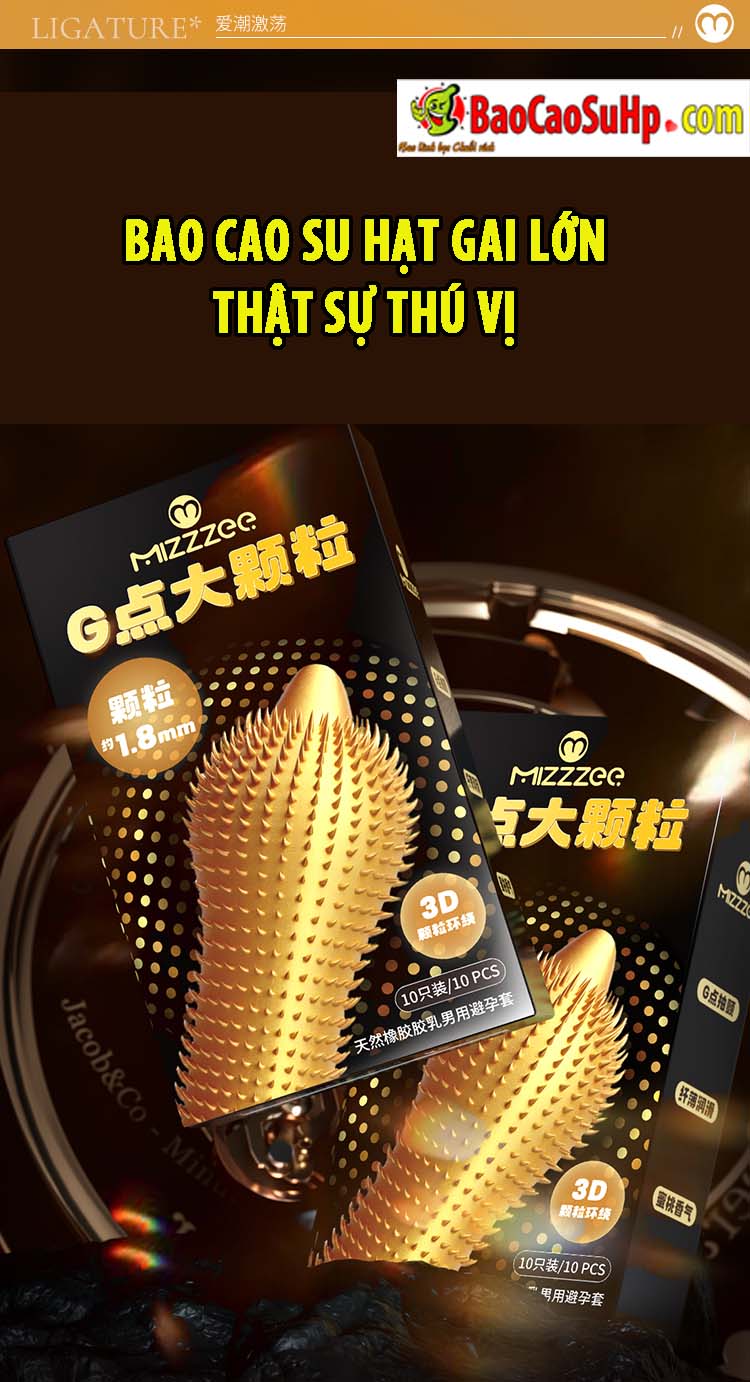  Bỏ sỉ Bao cao su G hạt gai lớn 18mm siêu mỏng Mizzzee Yomahork hương đào hàng mới về