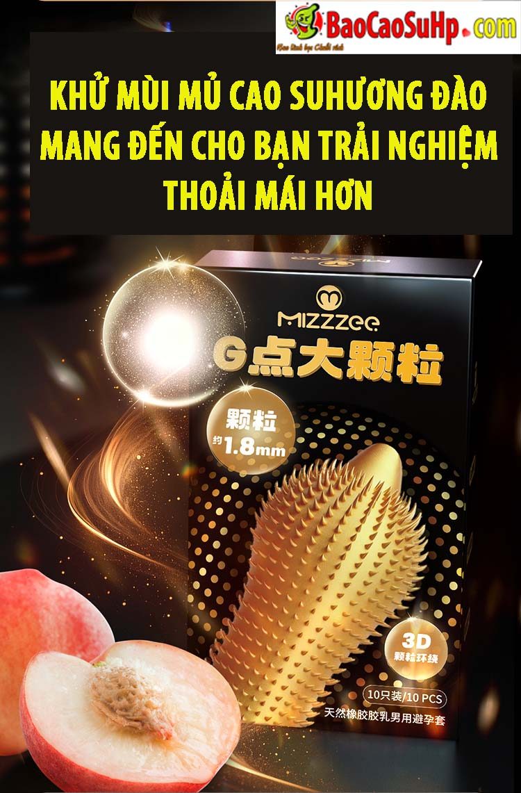 Bao cao su gai lớn 18mm siêu mỏng Mizzzee Yomahork hương đào kích thích