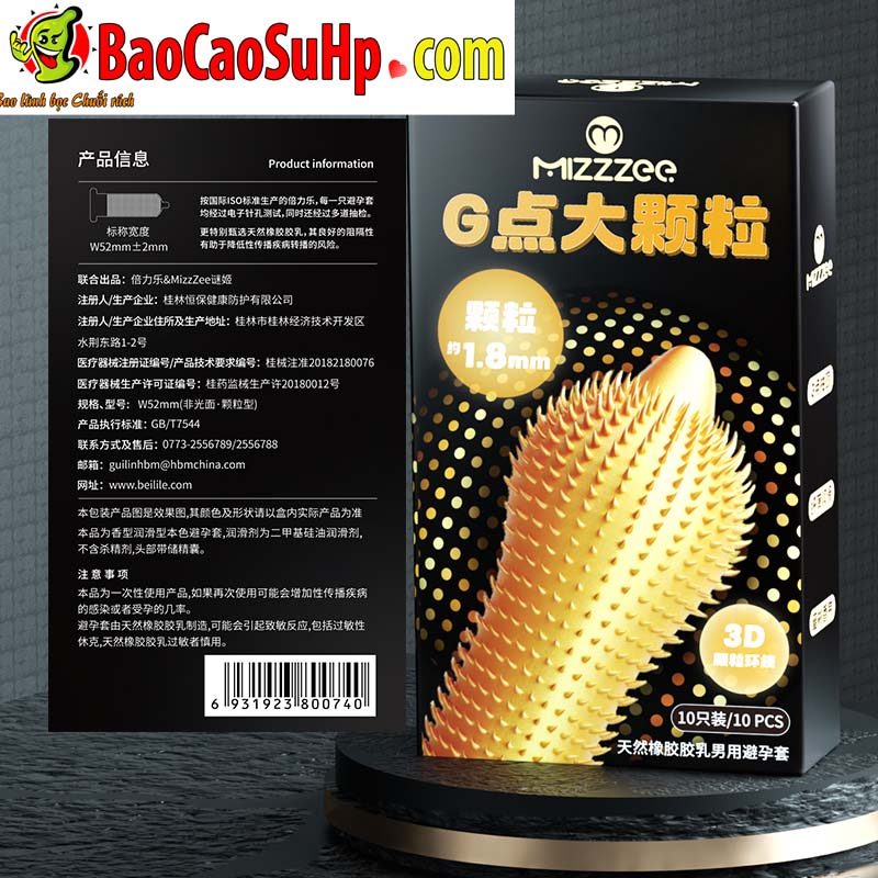 Bao cao su gai lớn 18mm siêu mỏng hương đào Mizzzee Yomahork chất lượng