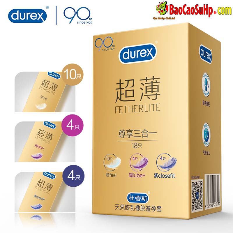 Bao cao su Durex Prenium Fetherlite 18c siêu mỏng cảm giác tự nhiên 