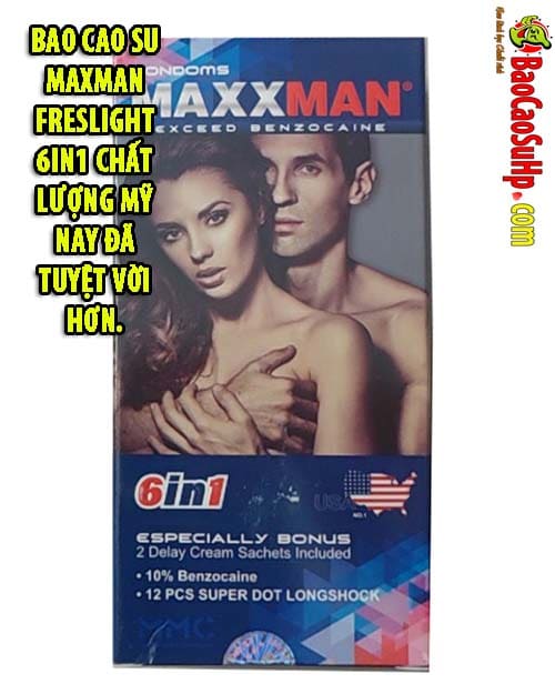 Bao cao su Maxman Freslight 6in1 chất lượng Mỹ nhiều tính năng 
