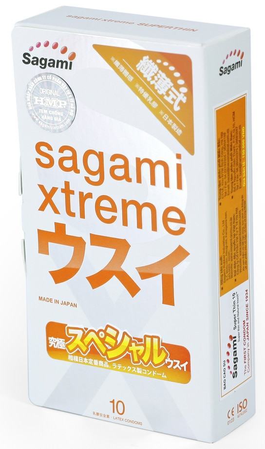 Bao cao su Sagami Xtreme siêu mỏng hộp 2 cái an toàn 