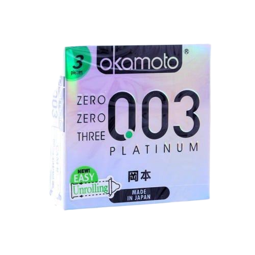Bao cao su Okamoto Platinum siêu mỏng 0.03 Nhật Bản an toàn 