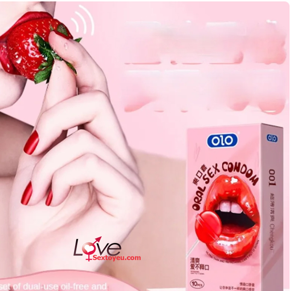 Olo Ultra-Thin Strawberry Oral Sex Condoms 10 Pack