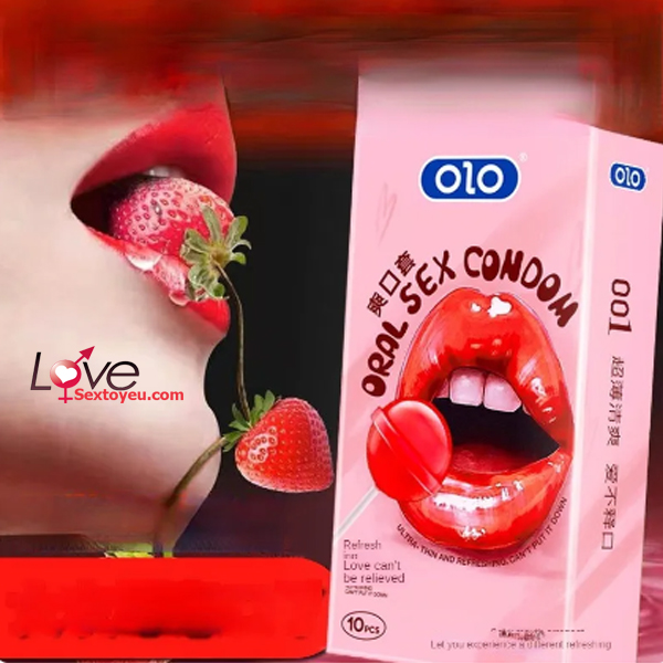 Olo Ultra-Thin Strawberry Oral Sex Condoms 10 Pack