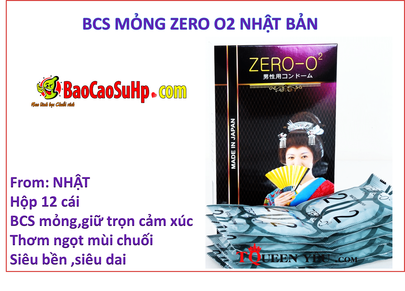 Bao cao su Zero-O2 siêu mỏng 0.01mm ôm sát cảm giác như thật