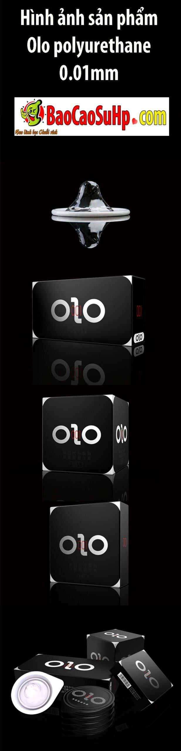 Bao cao su Olo siêu mỏng 0.01mm polyurethane an toàn cao cấp
