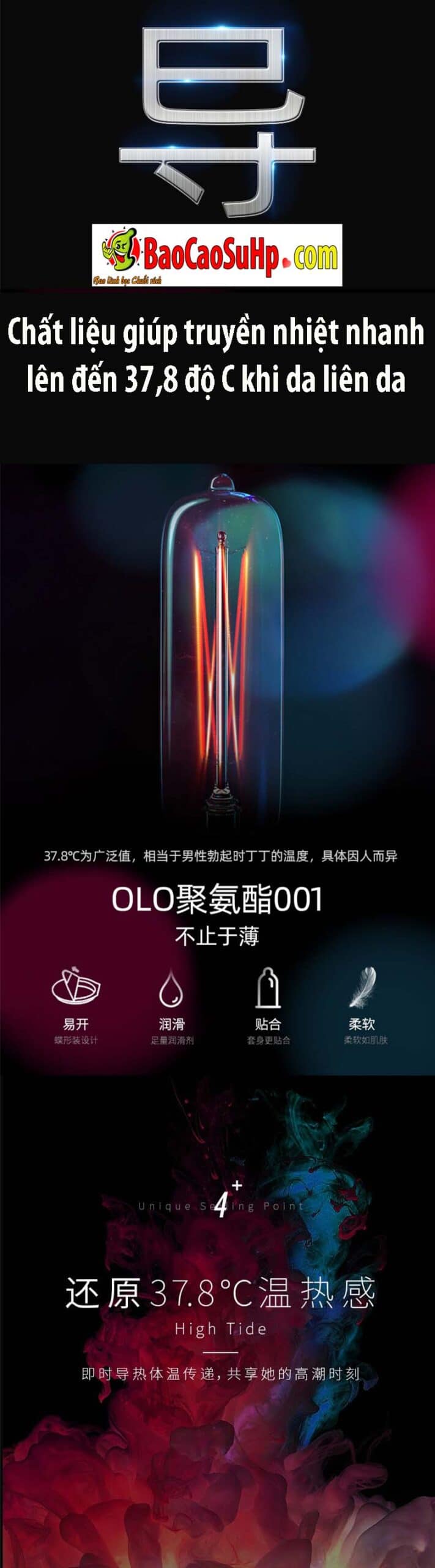 Bao cao su Olo siêu mỏng 0.01mm polyurethane an toàn cao cấp