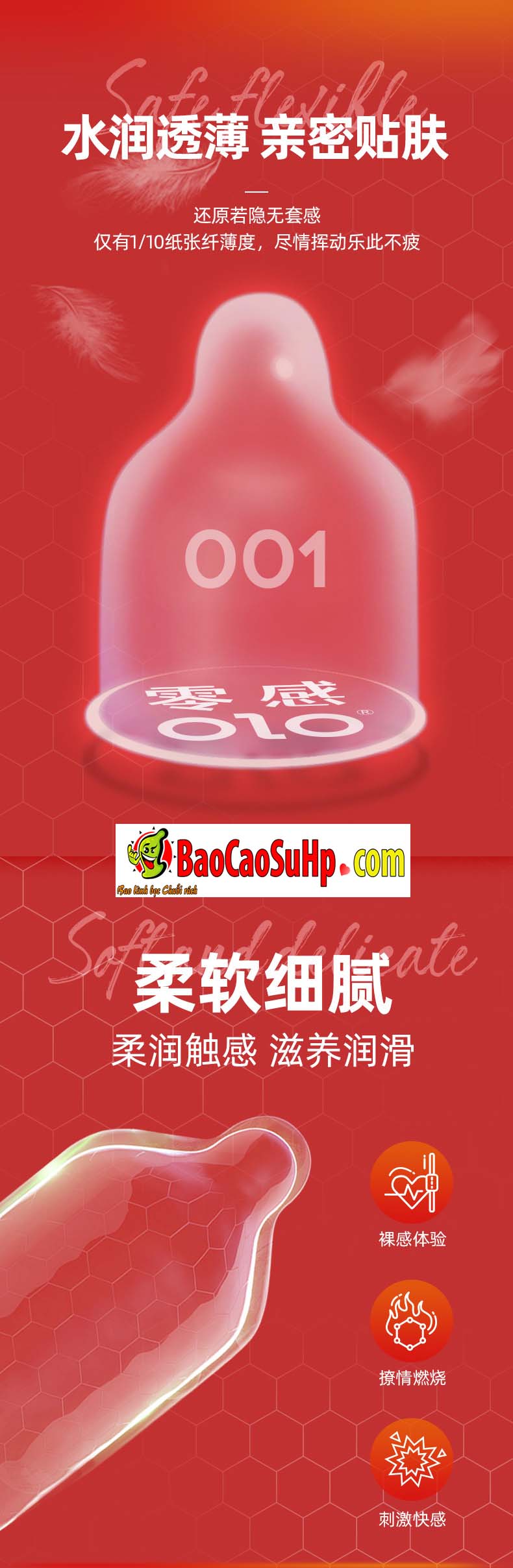 Bao cao su Olo Hyaluronic Graphene siêu mỏng mềm mịn như da