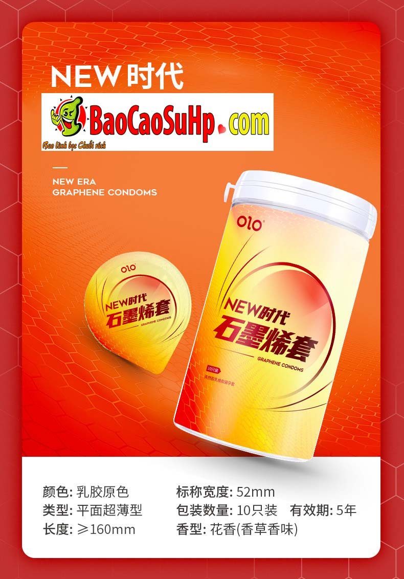 Bao cao su Olo Hyaluronic Graphene siêu mỏng mềm mịn như da
