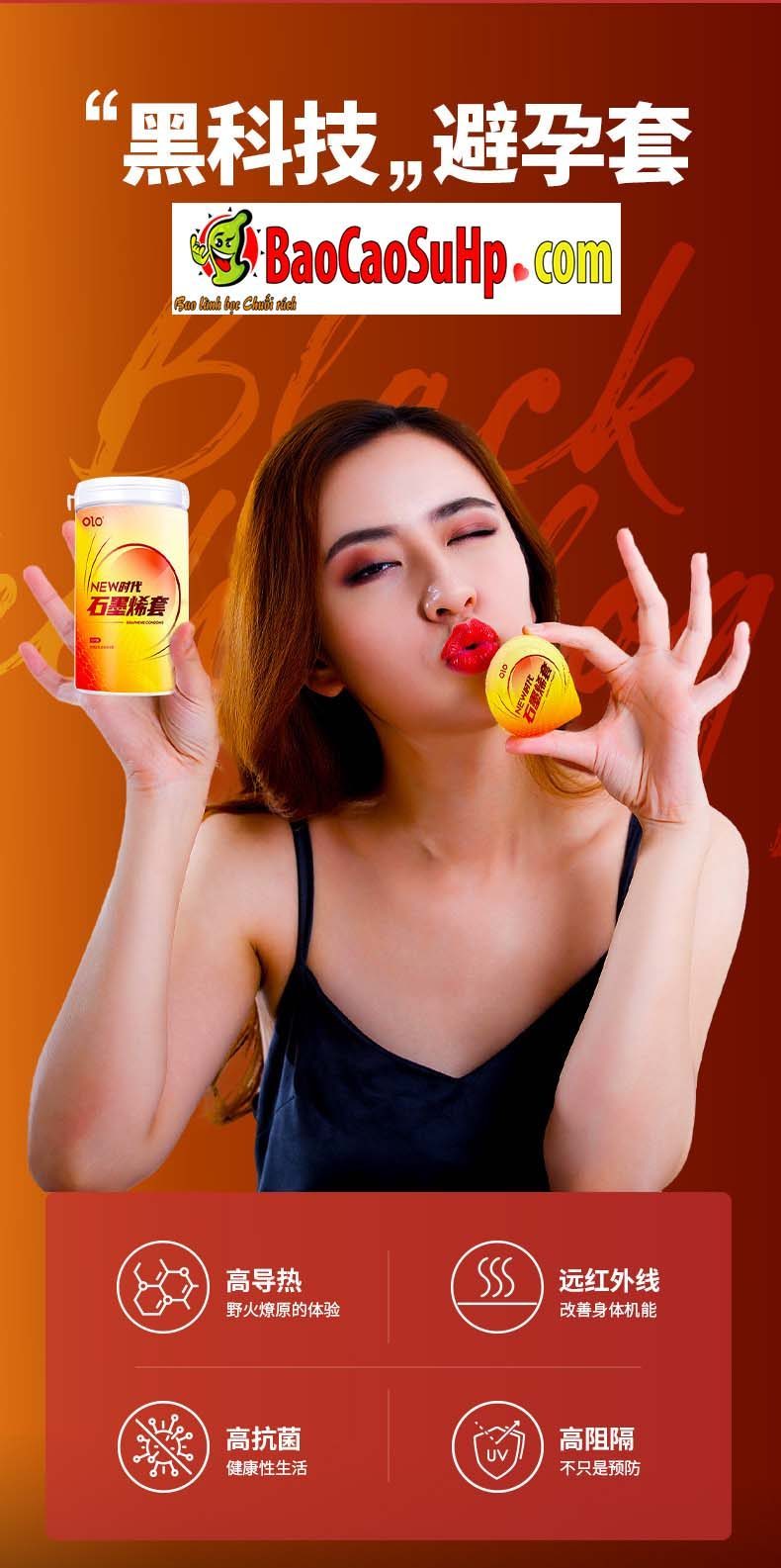 Bao cao su Olo Hyaluronic Graphene siêu mỏng mềm mịn như da