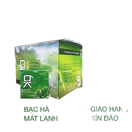 Bao cao su Ok Rocmen hương bạc hà 144c dành cho gia đình.