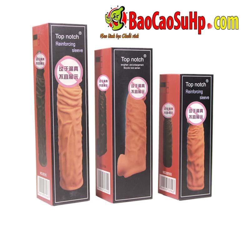 Bao cao su gai gân có quai đeo Top notch tăng kích thước kích thích