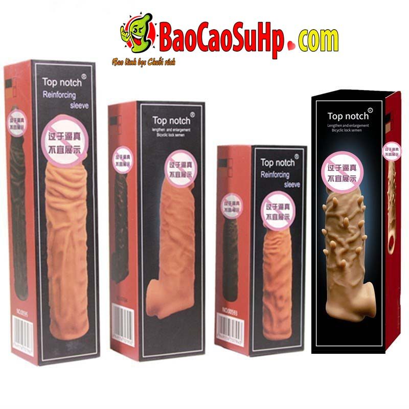 Bao cao su gai gân có quai đeo Top notch tăng kích thước kích thích