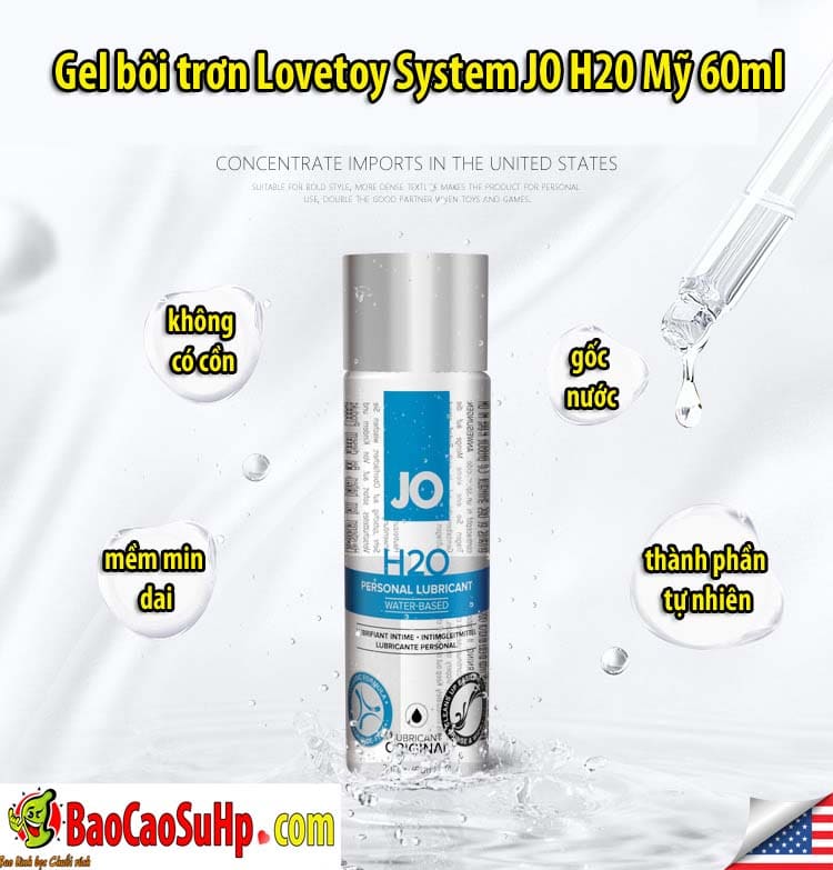 Gel bôi trơn Lovetoy System JO H20 60ml Mỹ mượt mịn, an toàn